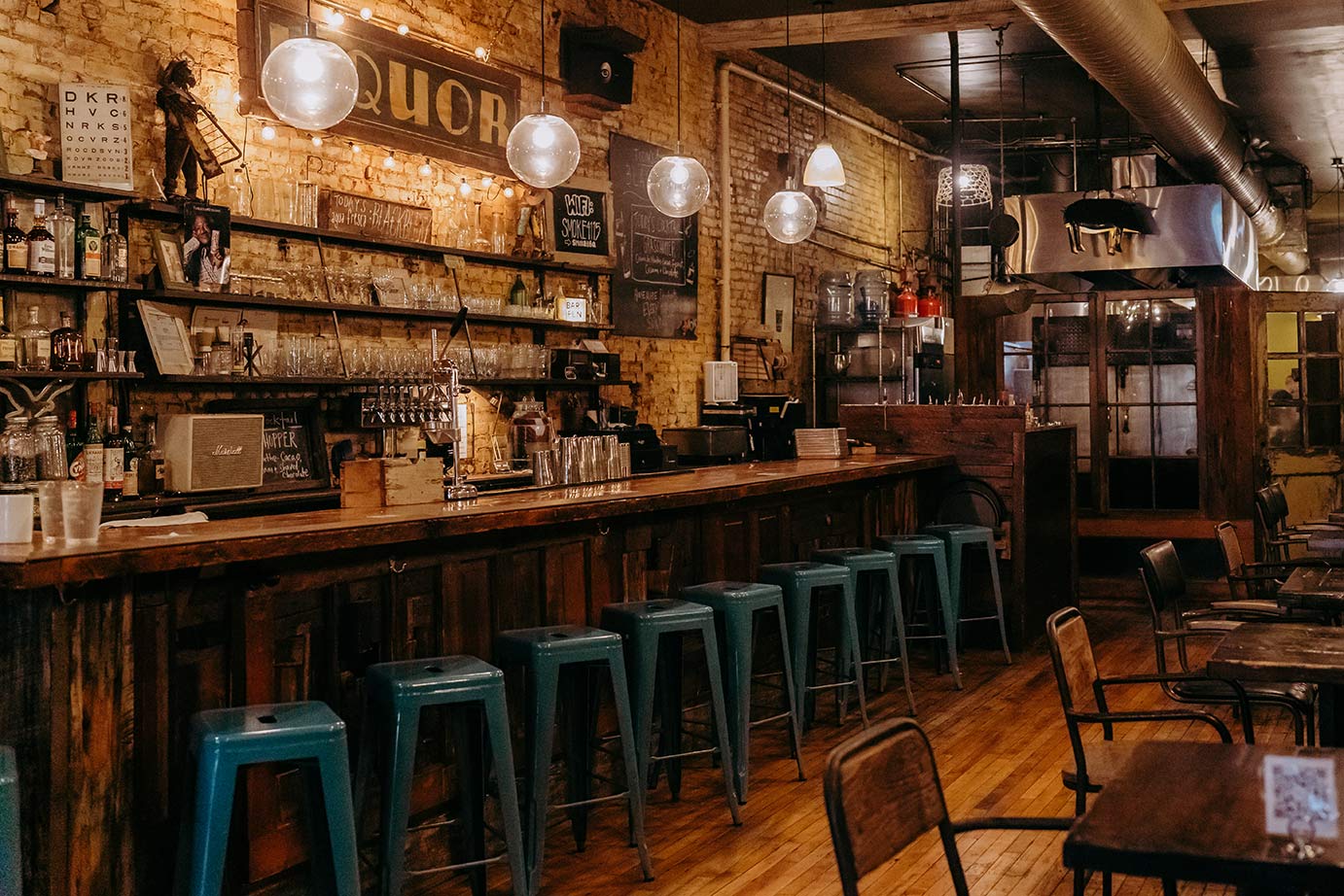 indoor bar and seating area
